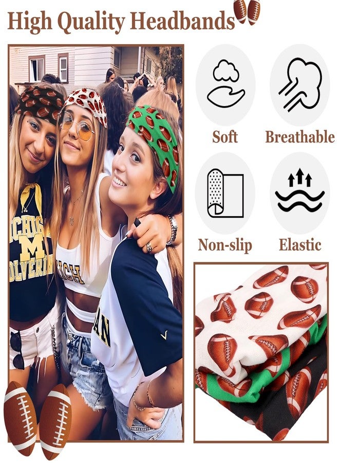 CUBACO 3 Pcs Football Headband for Women Game Day Outfits Hair Accessories Football Mom Essentials Cheer Mom Accessories Sport Headbands Elastic Soft Hair Bands for Women(Black White Green) - Image 5